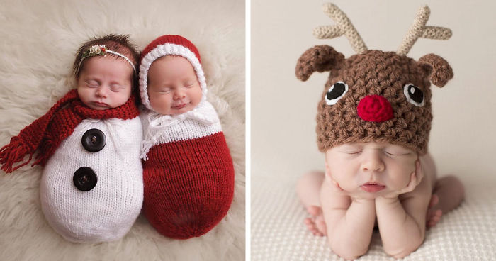 newborn babies christmas photoshoot knit crochet 11