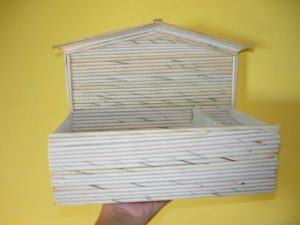 Shelf country style out of box and newspaper tubes 24