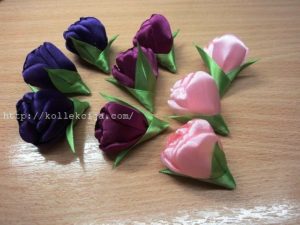 Tulips from satin ribbons 28