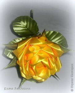 Yellow rose ribbon flower 28