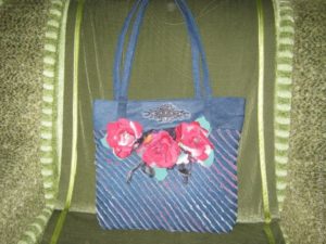 bags of denim in the technique of  chenille  2
