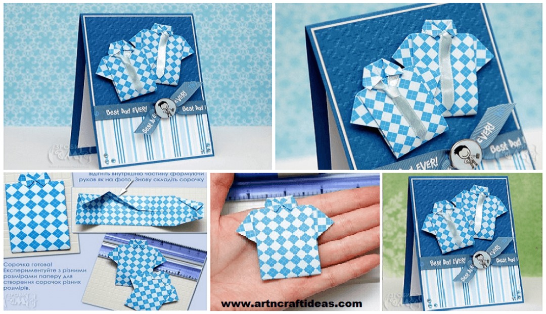 Image for Father's Day Cards - card with origami-shirt - Art & Craft Ideas