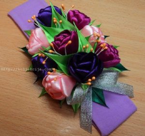 Tulips from satin ribbons 35