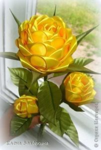 Yellow rose ribbon flower 2