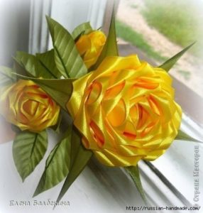 Yellow rose ribbon flower 29