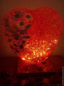 Lamp night lamp Heart ball of thread 14