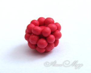 Raspberries from polymer clay 10