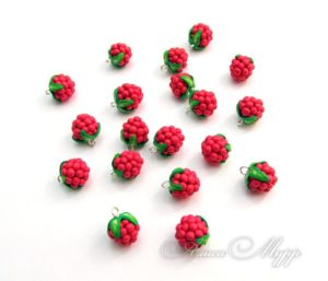 Raspberries from polymer clay 16